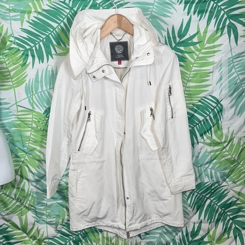 Vince Camuto long white hoodie jacket size XS